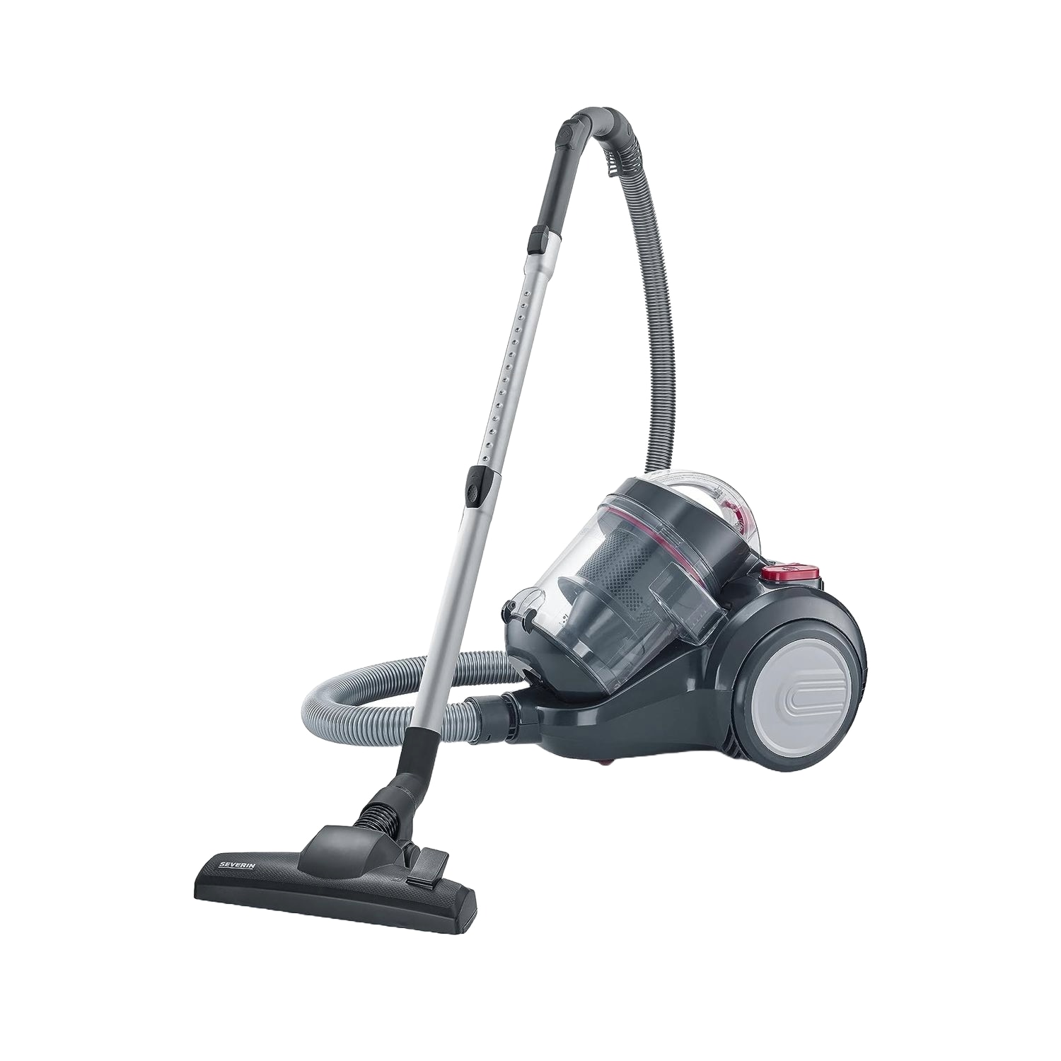 Aspirator fara sac Severin, S7089, pentru toate suprafetele/ masina, capacitate 2.1 l, filtru HEPA 13, 5 trepte putere, usor de folosit, intuitiv, duza 2 in 1 pentru parchet si covoare, dupa parchet, accesoriu ingust 2 in1, 750 W, negru/rosu