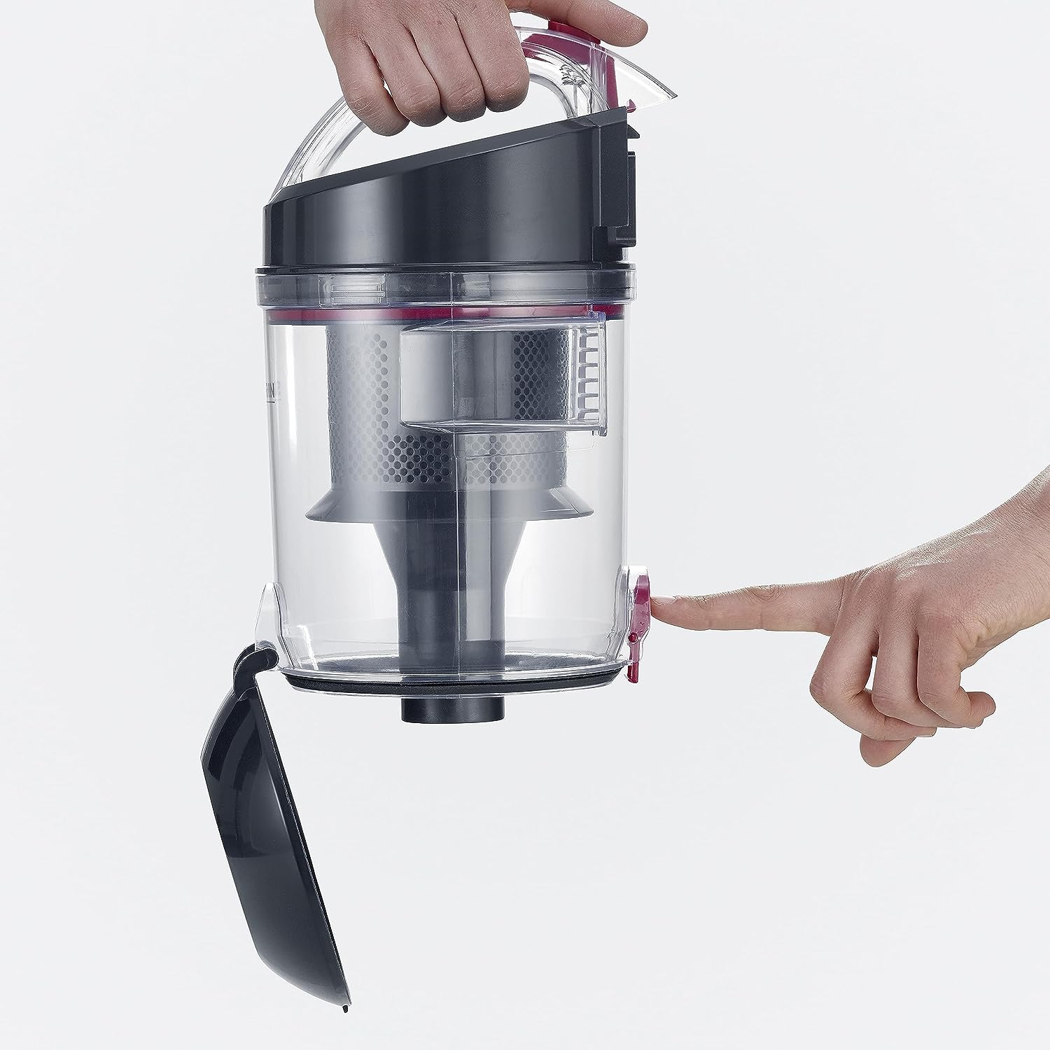 Aspirator fara sac Severin, S7089, pentru toate suprafetele/ masina, capacitate 2.1 l, filtru HEPA 13, 5 trepte putere, usor de folosit, intuitiv, duza 2 in 1 pentru parchet si covoare, dupa parchet, accesoriu ingust 2 in1, 750 W, negru/rosu