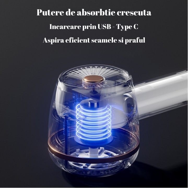 Aparat pentru curățat scame Leski, verde, USB Type-C, 220x86mm, cu perie de curățare inclusă