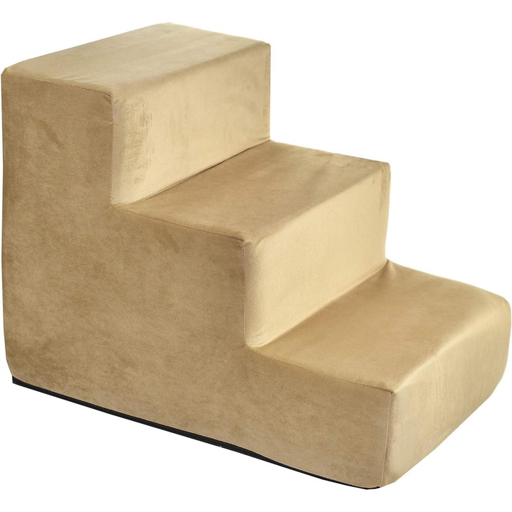 BoutiqueZOO, Scari pentru caini, S 48 x 30 x 30 cm, bej, imitatie de piele de caprioara