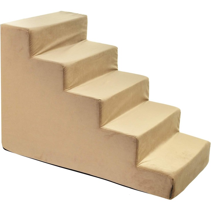 BoutiqueZOO, Scari pentru caini, L 75 x 40 x 50 cm, bej, imitatie de piele de caprioara