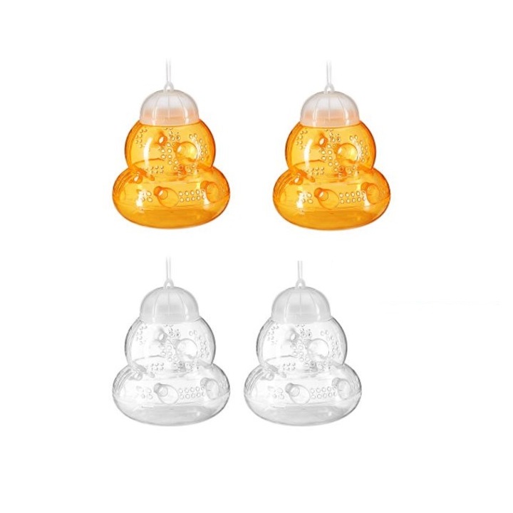 Set 4 Capcane pentru viespi Relaxdays, portocaliu/transparent, 15 x 13 cm