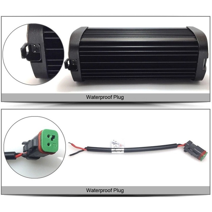 Led Bar 30W 6D 12V-24V, 3240 Lumeni, 8"/20,5 cm Negru