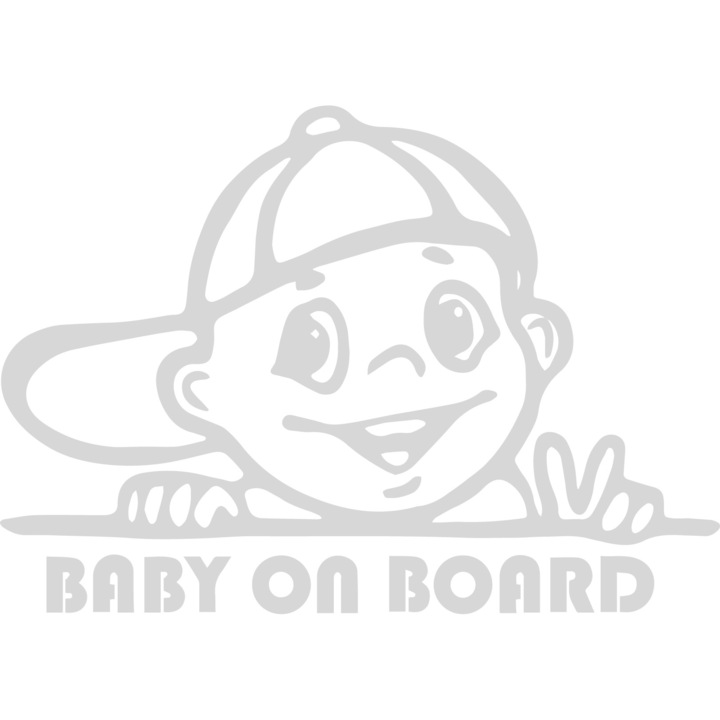 Sticker Baby On Board, Alb 13 cm
