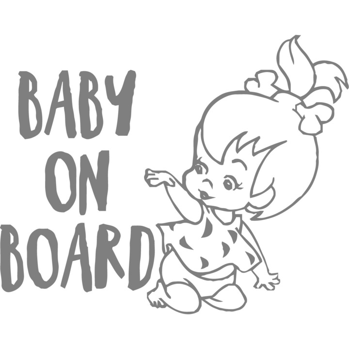 Стикер Baby On Board, Камъчета, Бял 13 см