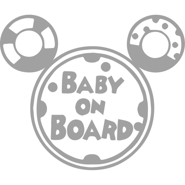 Sticker Baby On Board, Candy, Alb 13 cm