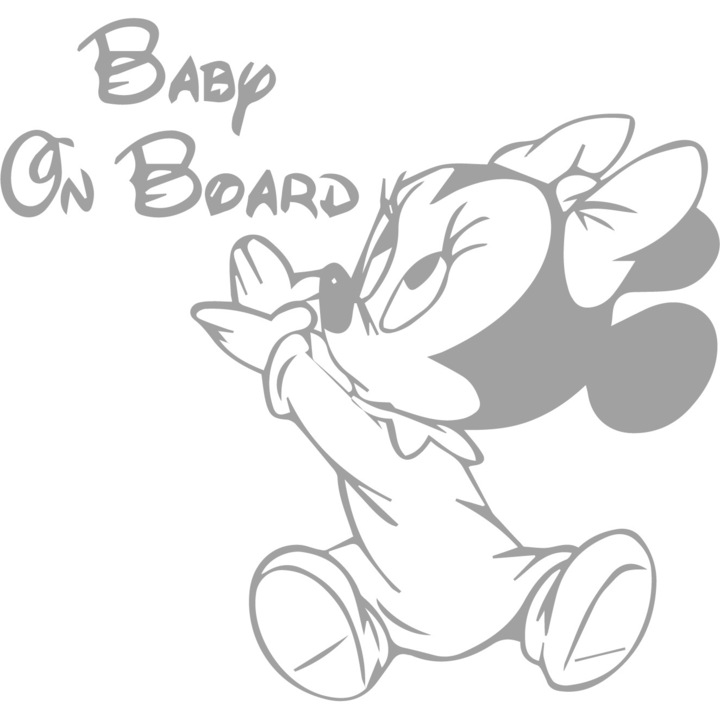 Sticker Baby On Board, Minie, Alb, 15 cm