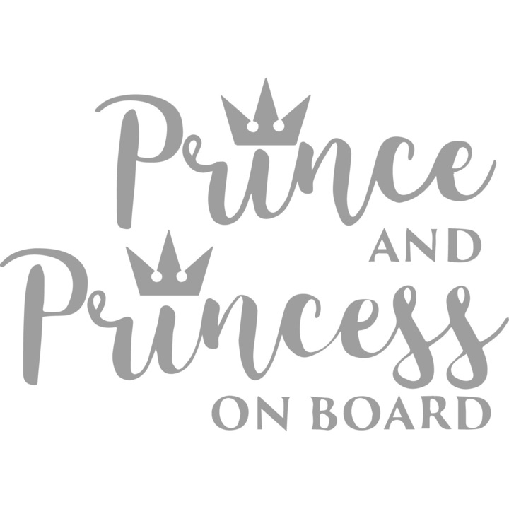 Sticker Baby On Board, Prince & Princes, Alb, 15 cm