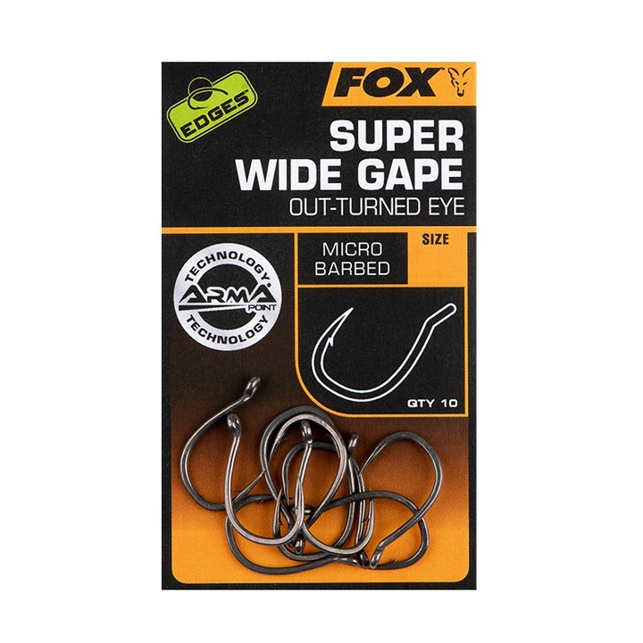Carlige pescuit, Fox Edges, Wide Gape, Marimea 2, 10 buc