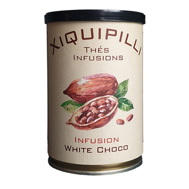 Напоен чай, Xiquipilli White Choco, ройбос, бял шоколад, какао, метална кутия, 110g - 50 порции