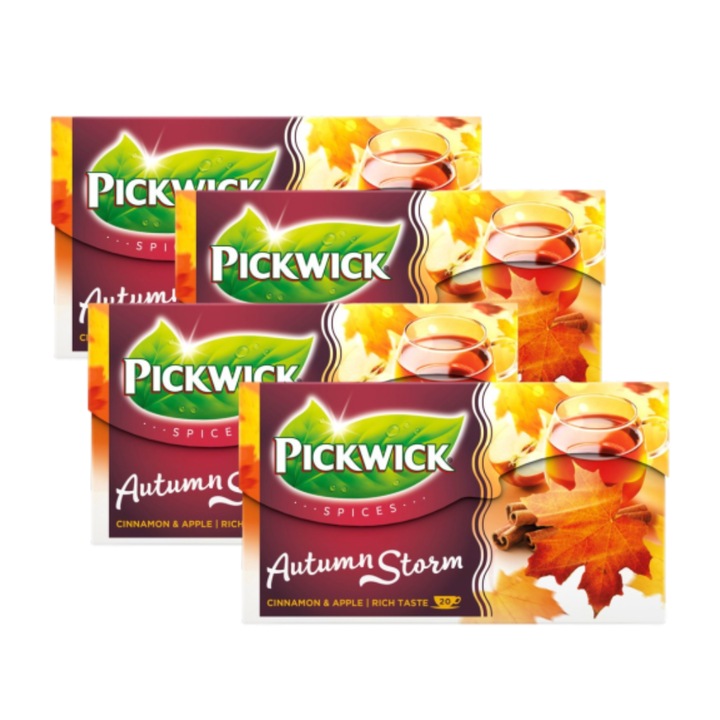 Ceai, scortisoara si mere, 20 pliculete, Autumn Storm, Pickwick x 4 cutii