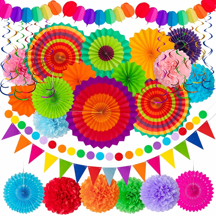 Set decoratiuni petrecere, MWAOWM, 35 Piese, Multicolor