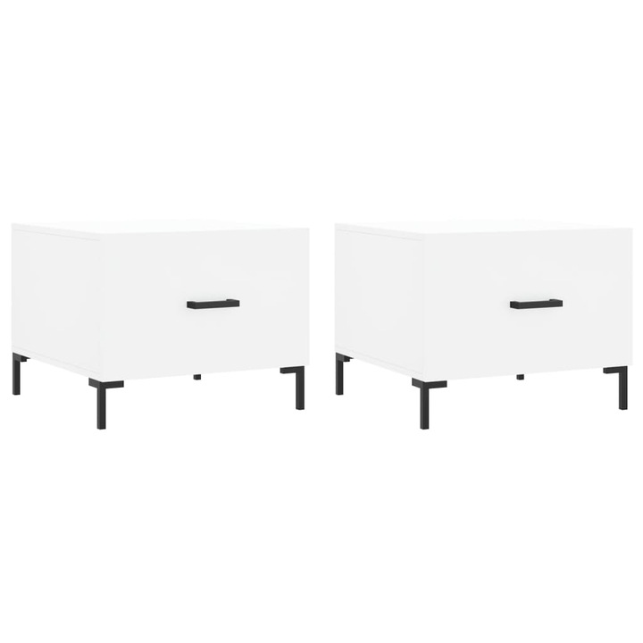 Set masute de cafea vidaXL, 2 buc., alb, 50x50x40 cm, lemn compozit, 29 Kg