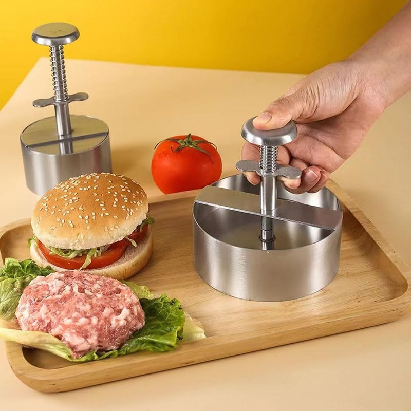 TIANTOU Burger Press, Stainless Steel Adjustable Hamburger Meat Press, Non Stick Patty Making Molds Are Suitable For Beef, Vegetables, Burgers And Cooking,BPA Free - Ideal For BBQ, Silver - Foto 6
