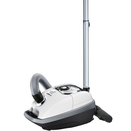 Aspirator cu sac Bosch BGB8A32W, 5l, 650 W, Filtru igienic PureAir, Perie pardoseala, clase performante A/A/C/A, Alb