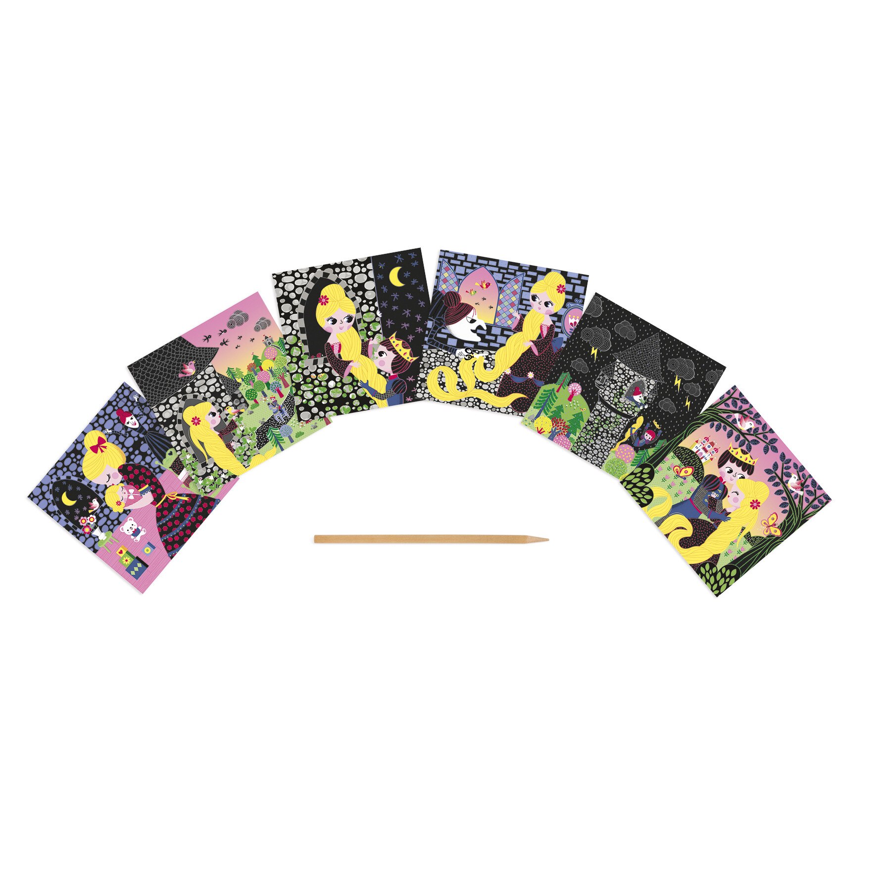 Set creativ - Carduri de razuit - Janod - Rapunzel