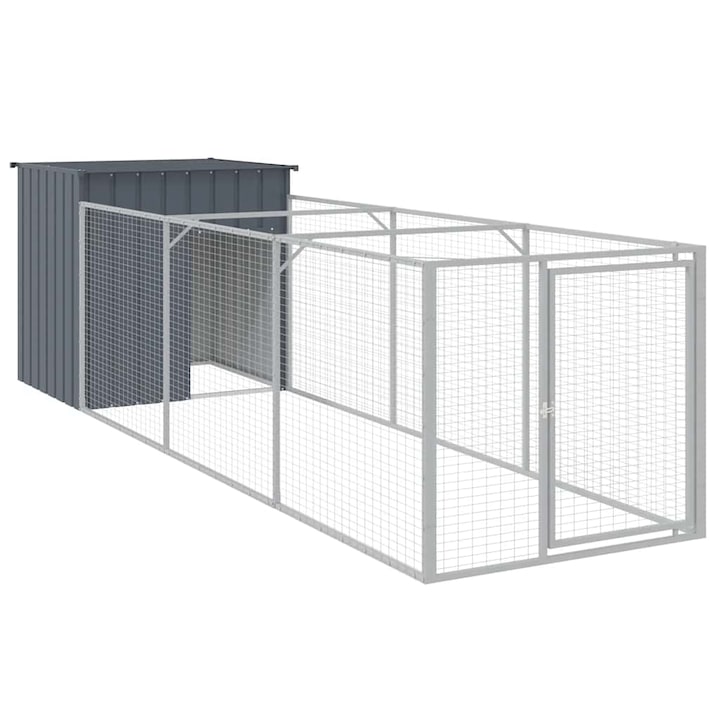 Cusca caine vidaXL, cu tarc antracit 110x405x110 cm otel galvanizat, 33.1 kg