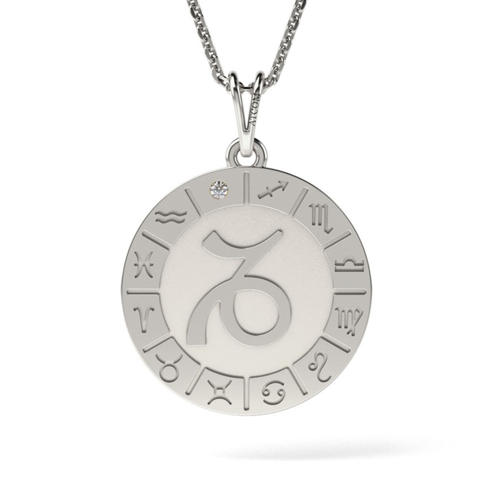 Модел Capricornus верижка с медальон от бяло злато