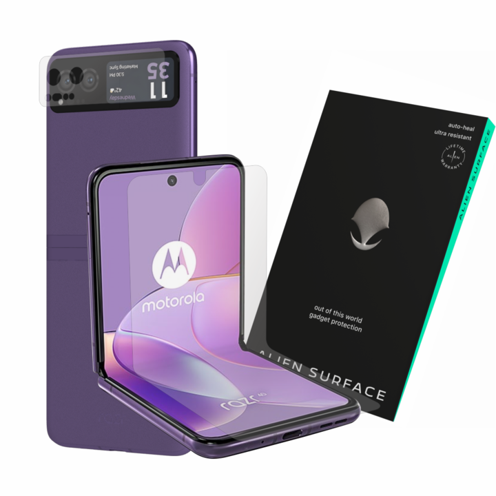Alien Surface védőfólia, kompatibilis a Motorola Razr 40-nel, a képernyővel és a fényképezőgép fedelével