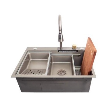 Chiuveta bucatarie handmade SanDonna HD6850, 680x500 mm, Crom satin