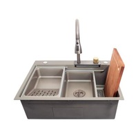 Chiuveta bucatarie handmade SanDonna HD6850, 680x500 mm, Crom satin