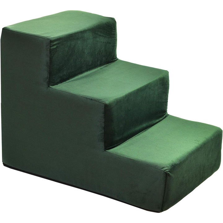 BoutiqueZOO, Scari pentru caini, S 48 x 30 x 30 cm, verde, imitatie de piele de caprioara