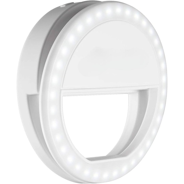 Mini led ring light pentru camera laptop sau fotografii telefon, cu 3 nivele de lumina rece, reglabile cu baterii, 8.5 cm