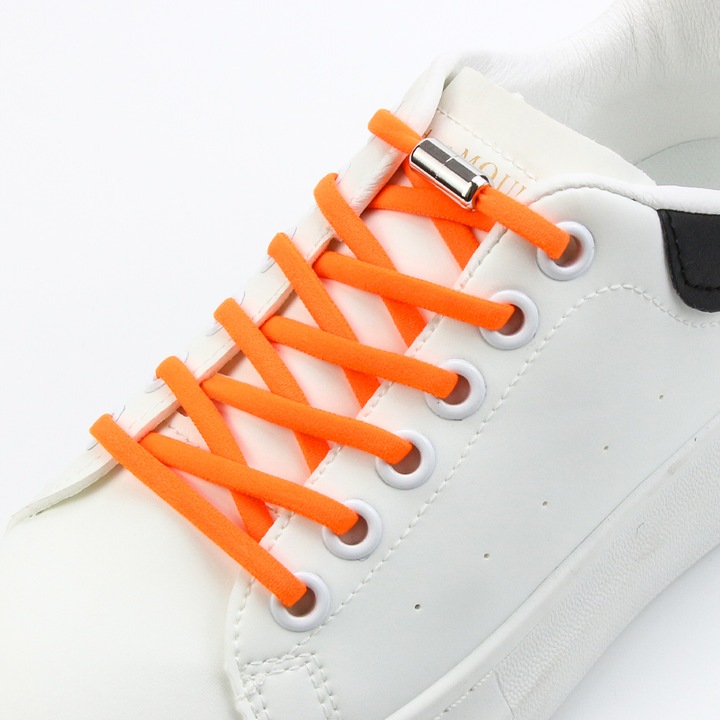 Еластични връзки с NO TOUCH система с метална капачка, Metal Cap, Round, JENUOS, Оранжев