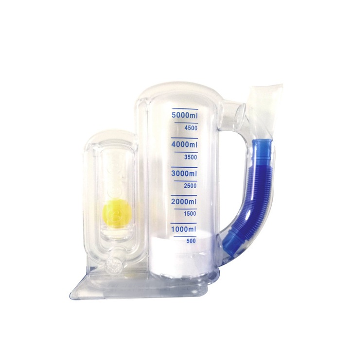 Dispozitiv pentru exercitii de respiratie, LLWL, 5000 ml, Transparent/Albastru