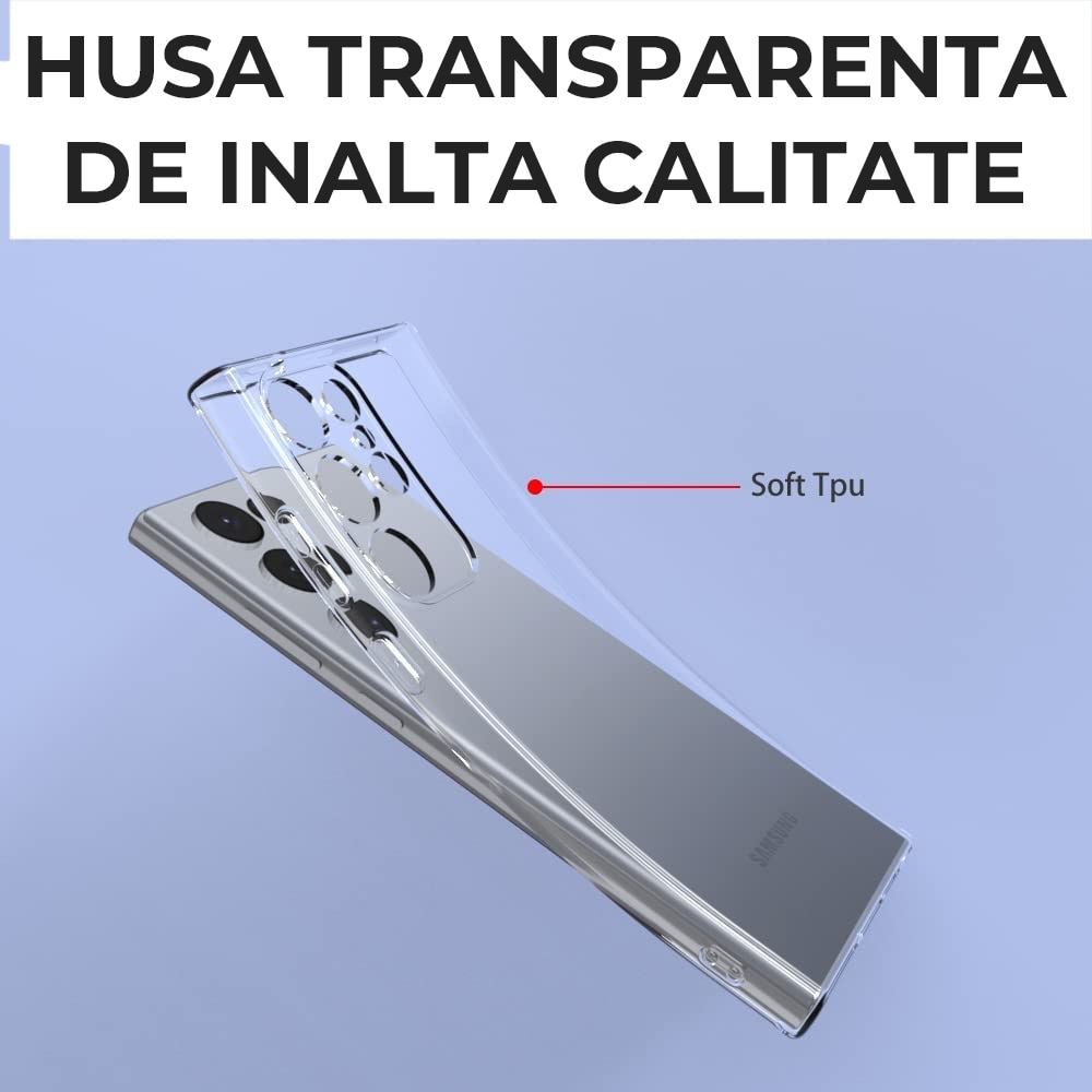 Husa pentru Samsung Galaxy S25 Ultra Daden® Transparent Clear, Protectie Camera, Antisoc, Transparenta