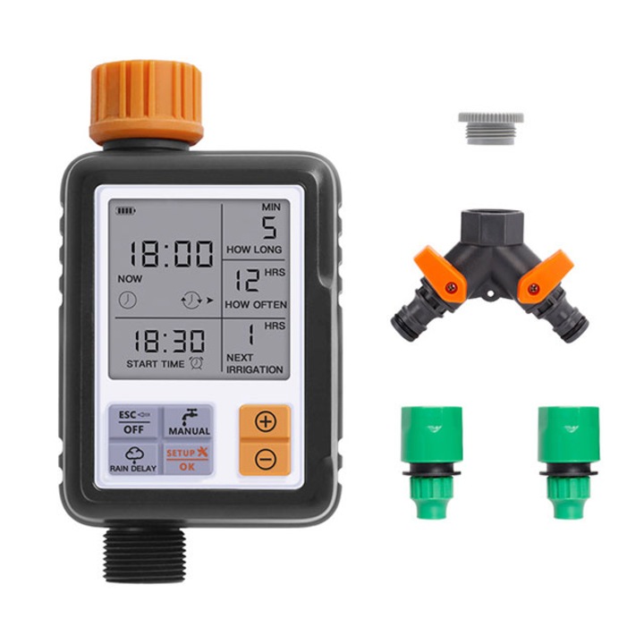 Programator pentru irigare, Tebnaild, Afisaj LCD, Negru