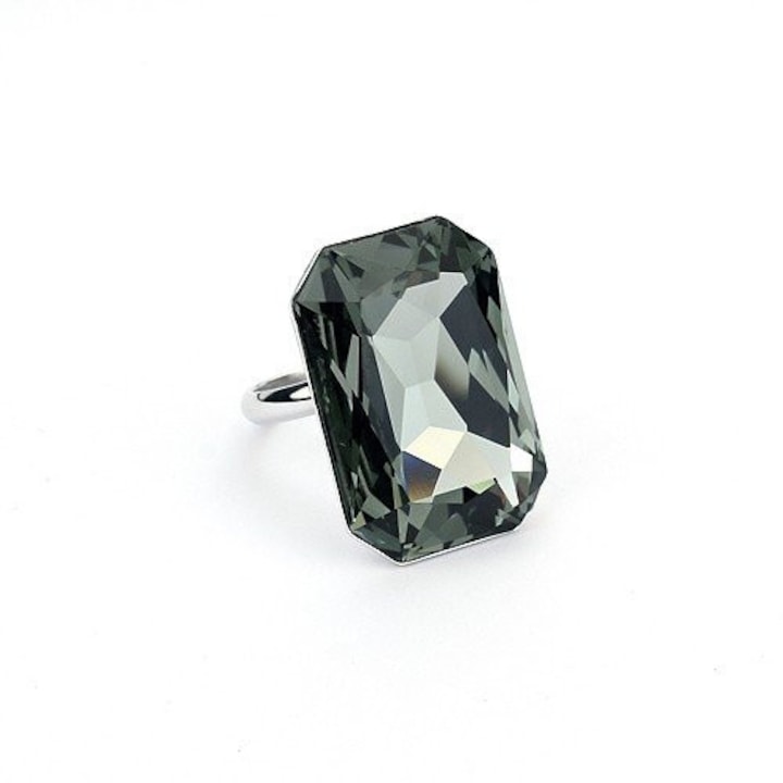 Inel Radiant Octagon Carla Brillanti cu cristale Black Diamond