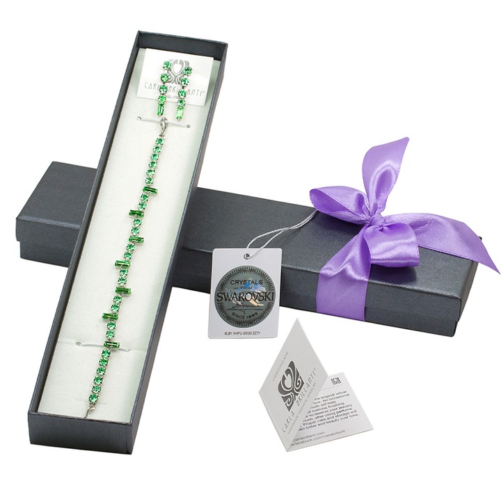 Set Bella, bratara si cercei cu cristale peridot