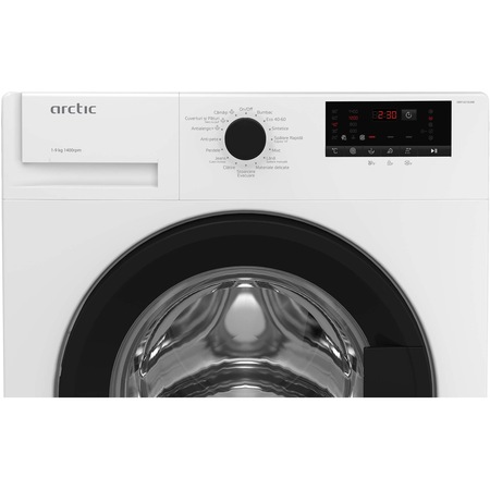 Masina de spalat rufe Arctic AB91421XLWB, 9 kg, 1400 rpm, Clasa A, Motor Silent Inverter, ExtraSteam, Child Lock, Anticrease, Display digital, Add-In, Alb
