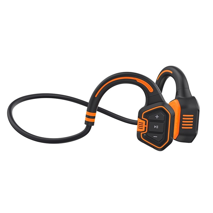 Безжични слушалки, EVOLVEO BoneSwim MP3 16GB, оранжеви