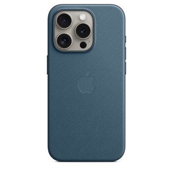 Husa de protectie Apple FineWoven Case with MagSafe pentru iPhone 15 Pro, Pacific Blue Husa de protectie Apple FineWoven Case with MagSafe pentru iPhone 15 Pro, Pacific Blue