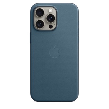 Husa de protectie Apple FineWoven Case with MagSafe pentru iPhone 15 Pro Max, Pacific Blue Husa de protectie Apple FineWoven Case with MagSafe pentru iPhone 15 Pro Max, Pacific Blue
