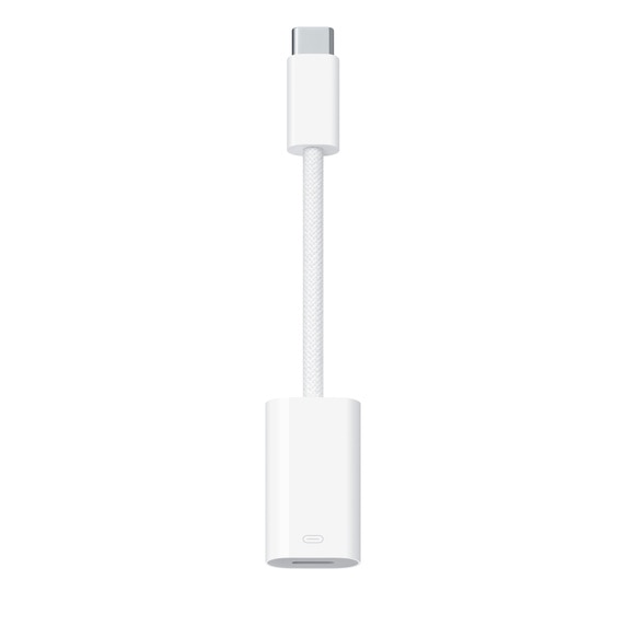 Adaptor incarcator, Apple, USB-C la Lightning, Alb