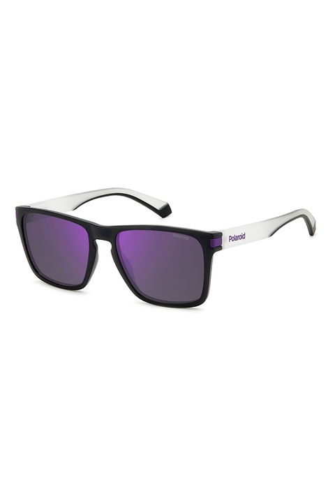 Polaroid, Ochelari de soare unisex polarizati, Alb/Negru/Violet