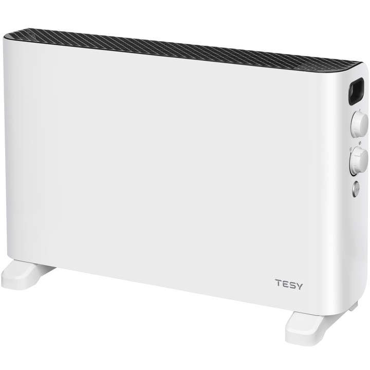 Подов конвектор Tesy CN 207 ZF W, 4 опции за настройка на топлината: 1000/2000 W + вентилатор, Термостат, Турбо функция, Бял