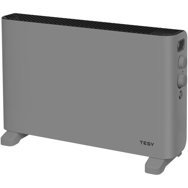 Подов конвектор Tesy CN 207 ZF G, 4 опции за настройка на топлината: 1000/2000 W + вентилатор, Термостат, Турбо функция, Сив