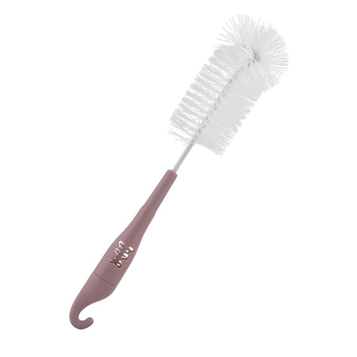 Perie de curatat biberoane, Lorelli, tetine si cani, 28 cm, patrunde in spatiile greu accesibile, Plastic, B1896, Blush Pink