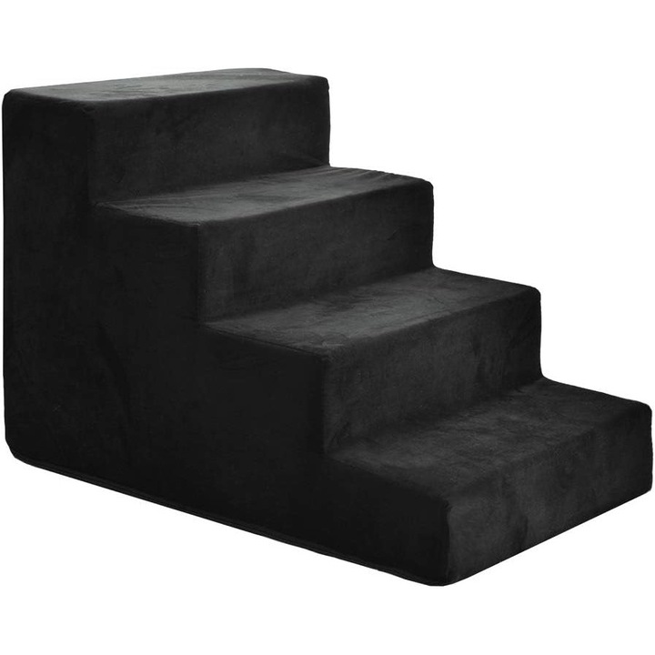 BoutiqueZOO, Scari pentru caini, M 56 x 40 x 40 cm, negru, imitatie de piele de caprioara