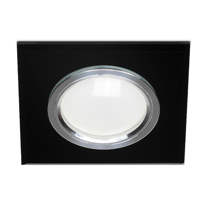 Spot LED, Kwazar, GU10, Sticla, 9x2 cm, Argintiu/Negru