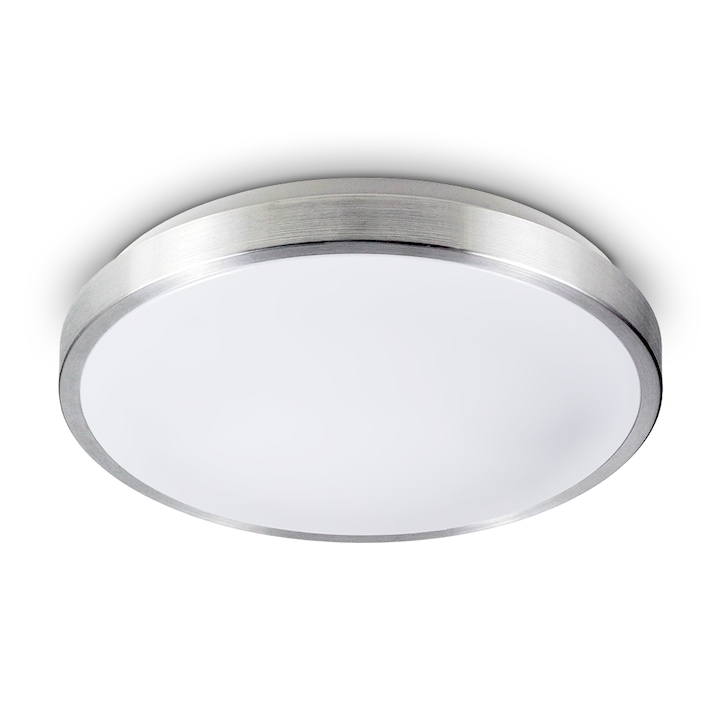 LED плафон, Kwazar, Метал, 2xE27, Сребрист/Бял