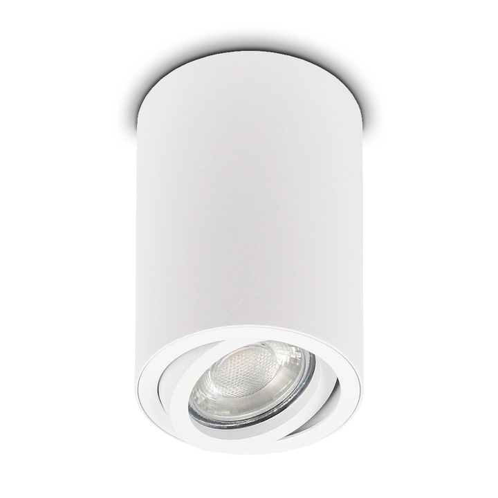 Спот за подвижна повърхност, Kwazar, Алуминий, GU10, Диаметър 7 см, Бял