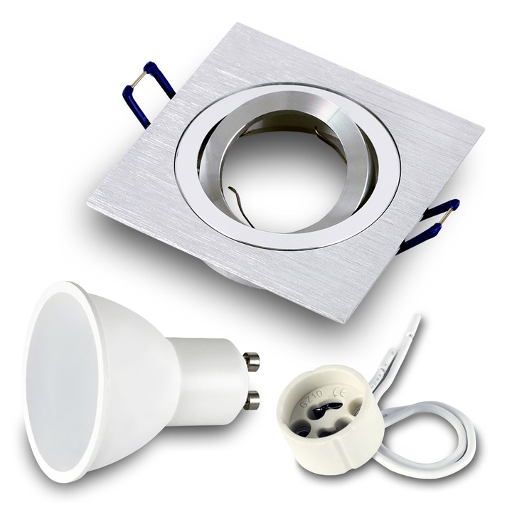 Set spoturi Kwazar, oprawa din aluminiu, 7W, 4000K, cu cap GU10