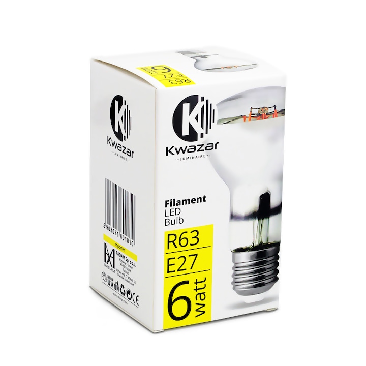 LED крушка Kwazar, R63 E27 6W 600lm топло бяло 2700K 6.3x11cm