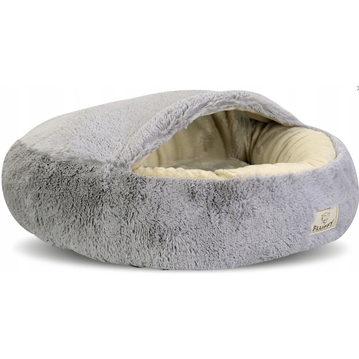 Kutya és macska ágy - szőrös Shaggy, Szín szürke, 70 cm - Puha és kényelmes