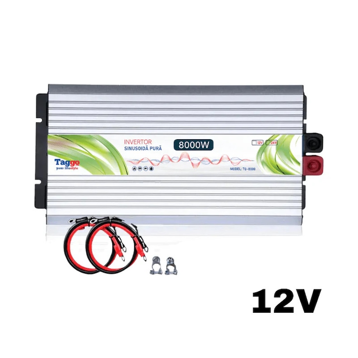 Invertor 8000W 12V – 220 V auto si panouri solare SINUS PUR, unda pura rulota, casa, cabana